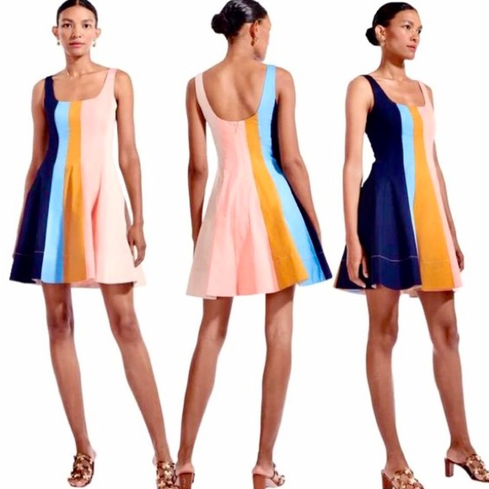 🌺🎉HP🎉🌺 NWT Staud Wells Mini Dress Land And Sea - Picture 7 of 16